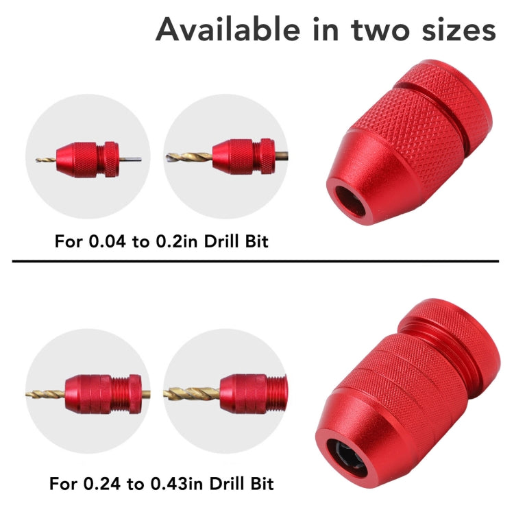 Red adjustable bit stop collar in two sizes, viewed from side