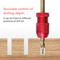 Red drill depth stop collar mounted on a drill bit for depth control