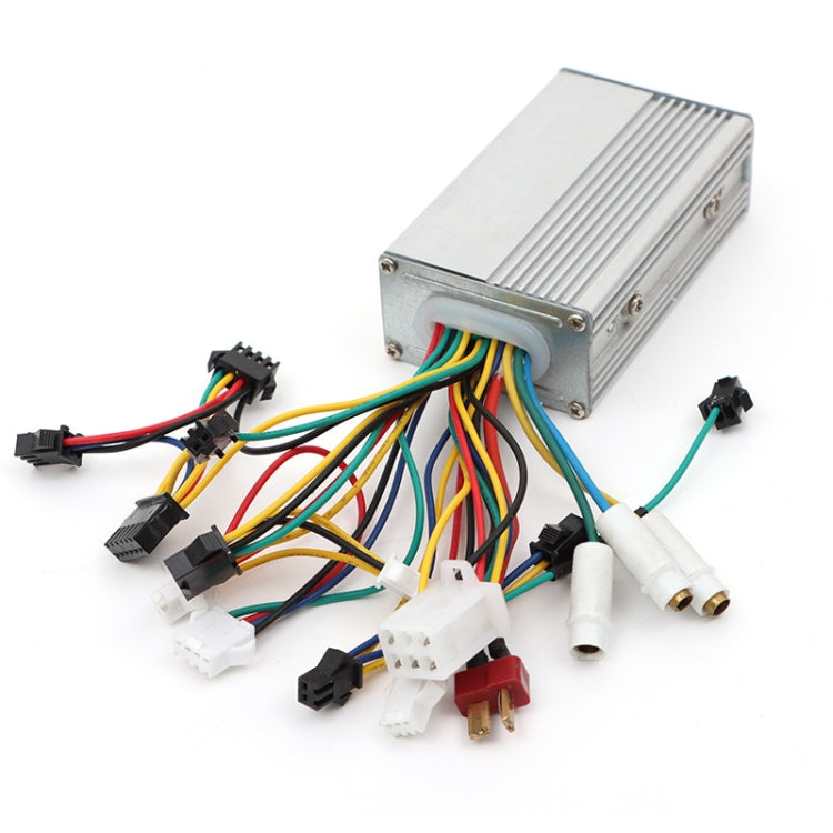 Electric bicycle motor controller aluminum housing with multicolor wires and plug connectors