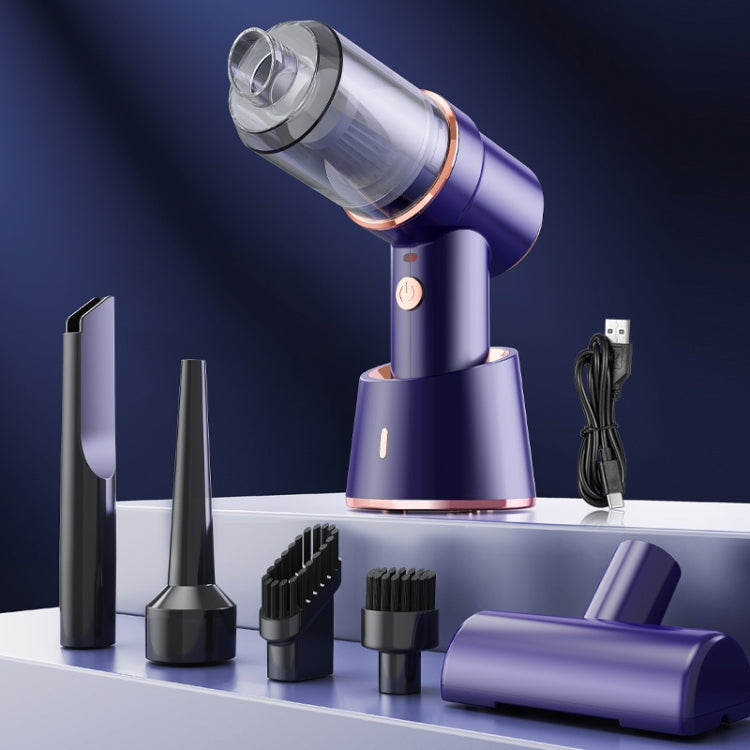 Wireless car vacuum cleaner dock with dust cup base stand and crevice nozzle attachments