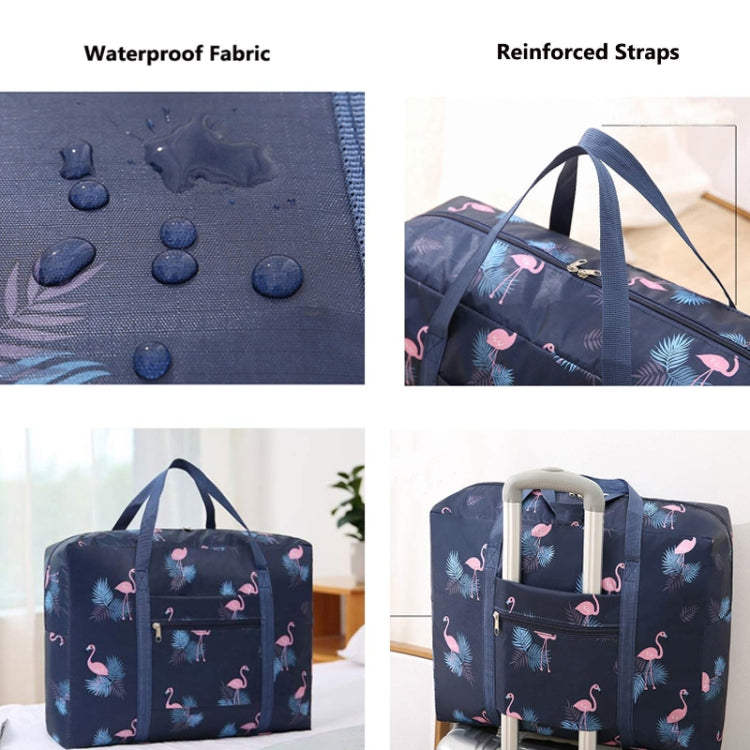Navy flamingo foldable duffel bag with waterproof fabric and reinforced carry straps