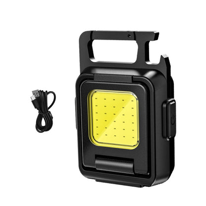 Black mini double-sided COB keychain flashlight with USB charging cable