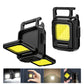 Black double-sided COB keychain flashlight with open stand and two LED panels