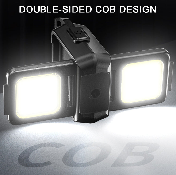 Black double-sided COB flashlight with two bright square LED panels
