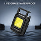 Black mini COB keychain flashlight with yellow LED panel and side button