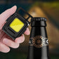 Mini COB keychain flashlight with square yellow LED panel, black double-sided body