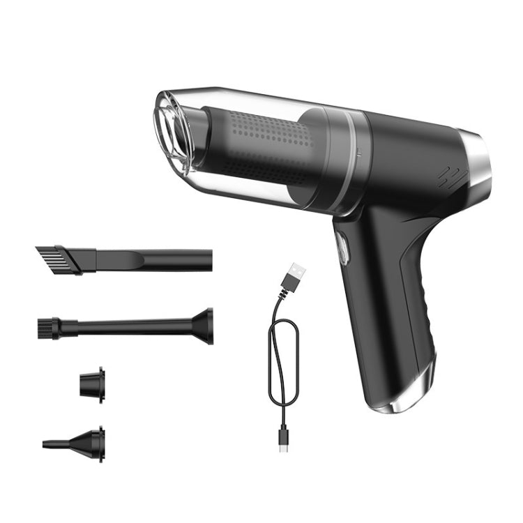 Handheld car vacuum cleaner, black cordless blower and suction with front nozzle