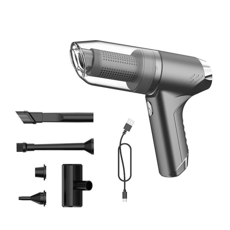 Handheld car vacuum cleaner set, silver gray cordless blower and suction with accessories
