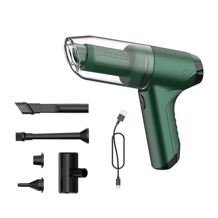 Handheld car vacuum cleaner set, dark green cordless blower and suction with accessories
