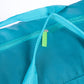 Turquoise trolley storage bag close-up of front zipper and green zipper pull