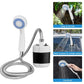Portable electric shower head kit with hose and rechargeable handheld unit
