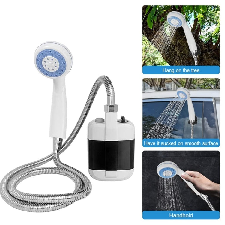 Portable electric shower head kit with hose and rechargeable handheld unit
