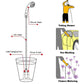 Electric shower system diagram showing hose length, USB charging port, and power switch