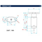 Auto leveling sensor technical dimensions diagram with measurement lines in mm