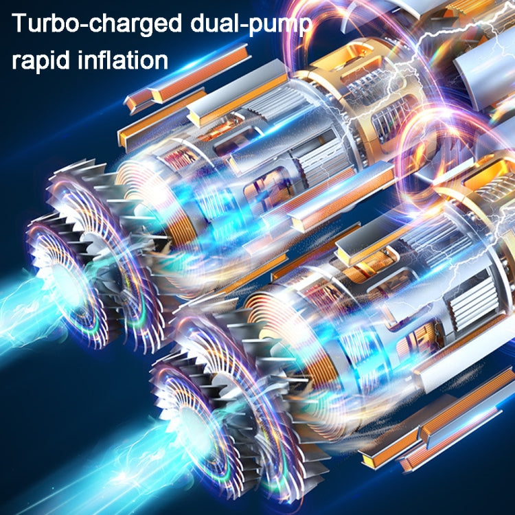 Car vacuum cleaner internal dual-pump motor and fan airflow illustration