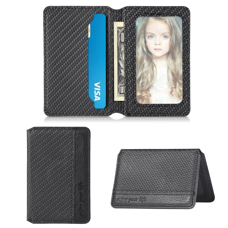 Black phone back card bag sticker with card slots and photo window
