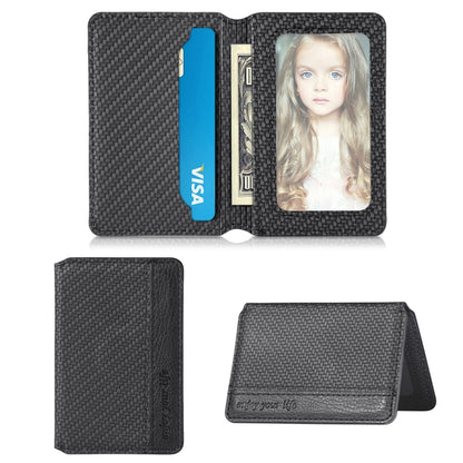 Black phone back card bag sticker with card slots and photo window
