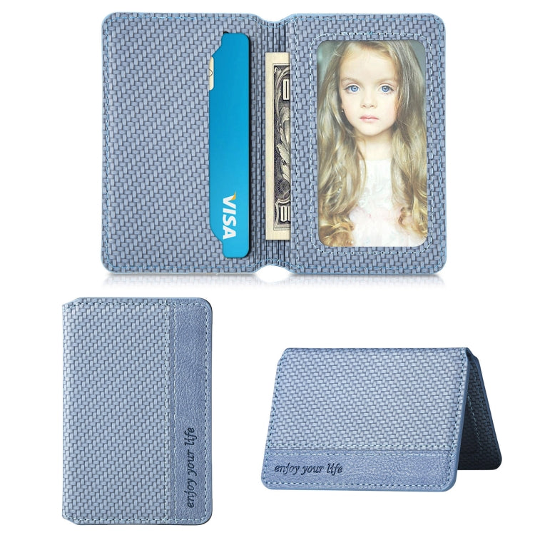 Blue phone back card bag sticker with card slots and photo window