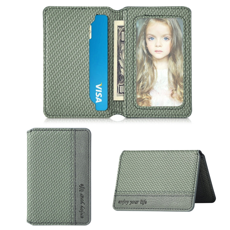 Green phone back card bag sticker with card slots and photo window