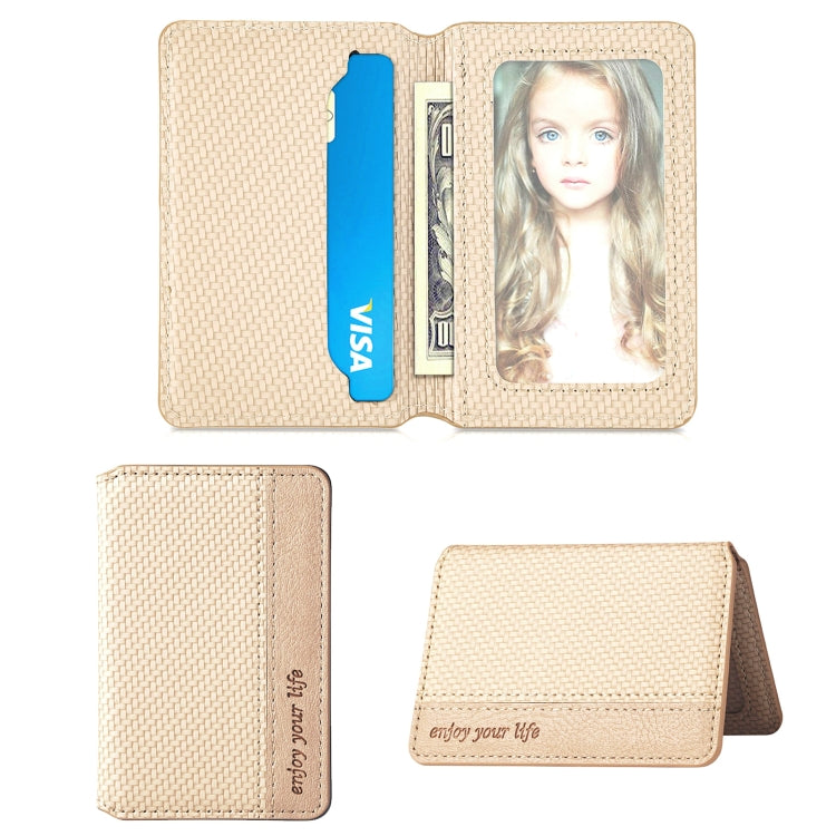 Beige phone back card bag sticker with card slots and photo window