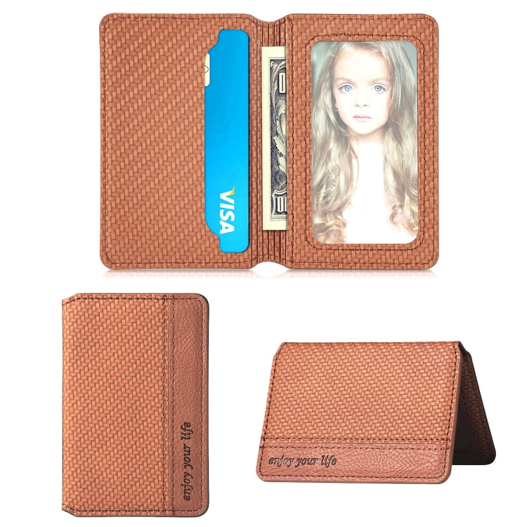 Brown phone back card bag sticker with card slots and photo window