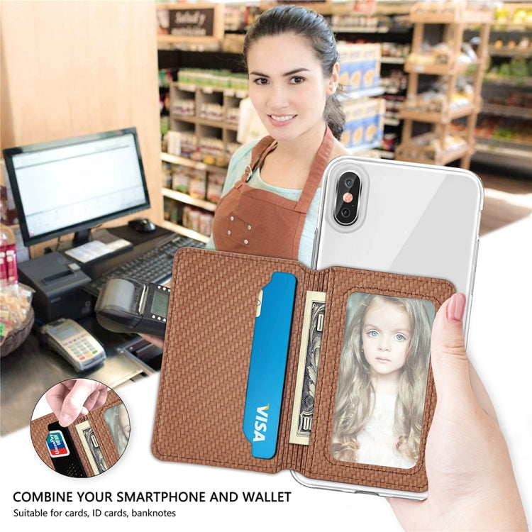 Brown textured phone back card bag with card and ID slots
