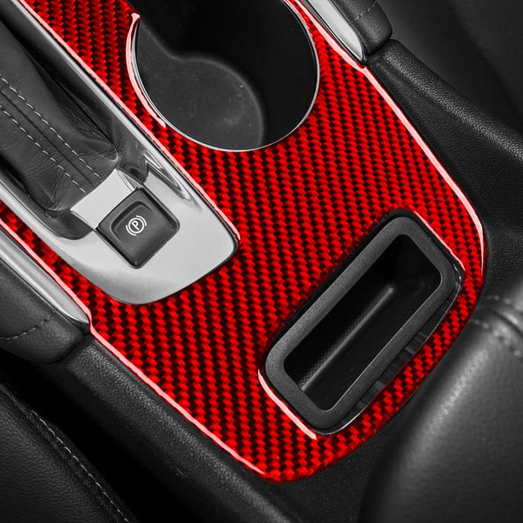 Red carbon-fiber style center console gear surround sticker insert