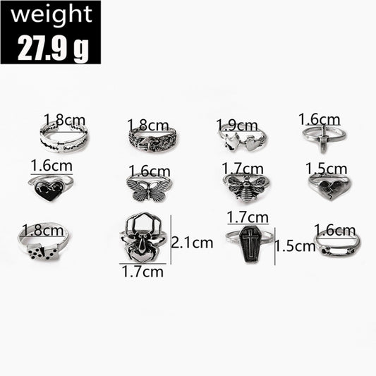 Rings set size and weight graphic showing ring diameter measurements and total weight 27.9 g
