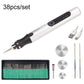 Silver mini electric drill pen set, 38-piece accessory kit with metal bits