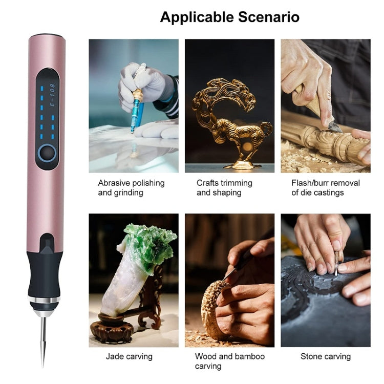 Rose gold mini electric drill pen with detachable metal tip and accessory set