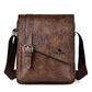 Dark brown vintage crossbody messenger bag with front flap and strap buckle