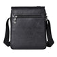 Black leather-look crossbody bag with top flap and adjustable side strap