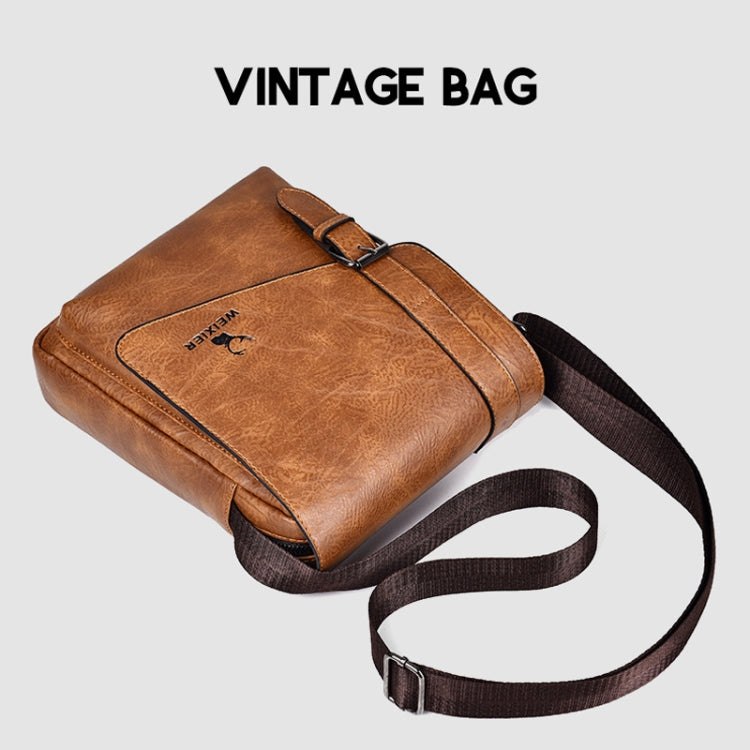 Retro crossbody messenger bag in light brown, fold-over flap, adjustable strap