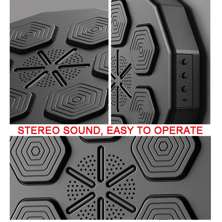Close-up of electronic boxing trainer speaker vents and textured target pad details