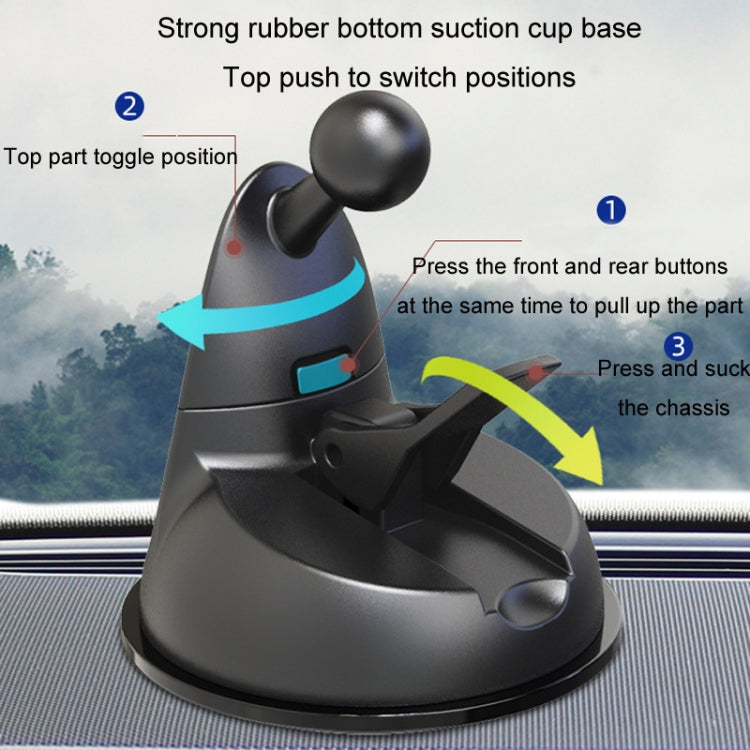 Car USB fan suction base with adjustable joint and control buttons on top.