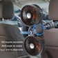 360-degree adjustable dual car fans mounted for multi-angle air
