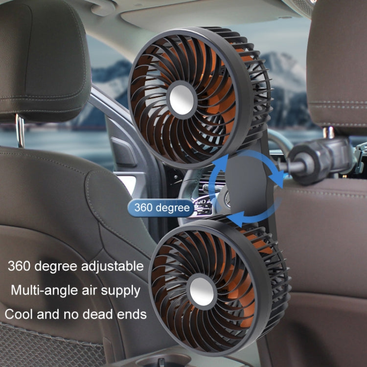 360-degree adjustable dual car fans mounted for multi-angle air