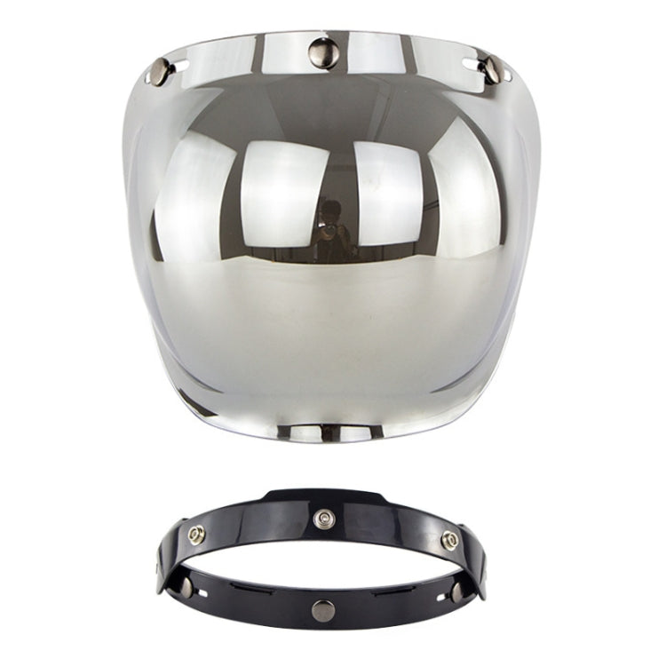 Motorcycle helmet windproof lens with bracket, silver reflective mirrored visor