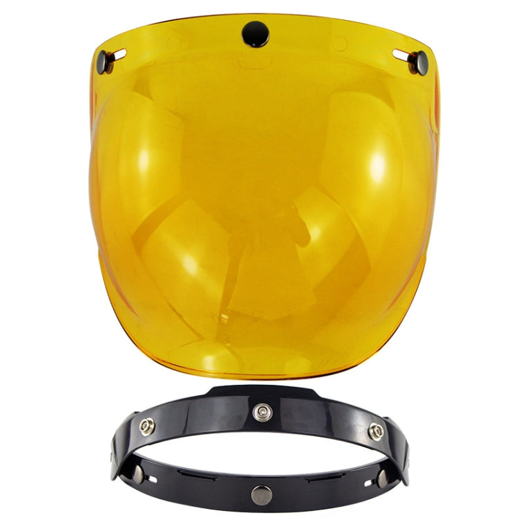 Motorcycle helmet windproof lens with bracket, amber yellow tinted reflective visor