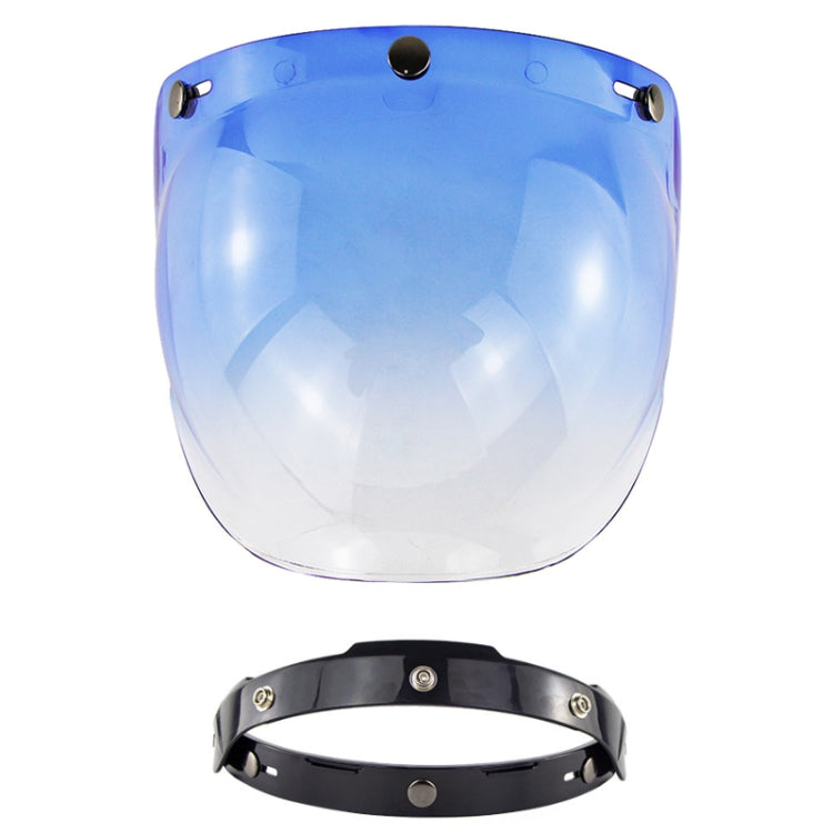Motorcycle helmet windproof lens with bracket, blue tinted reflective visor