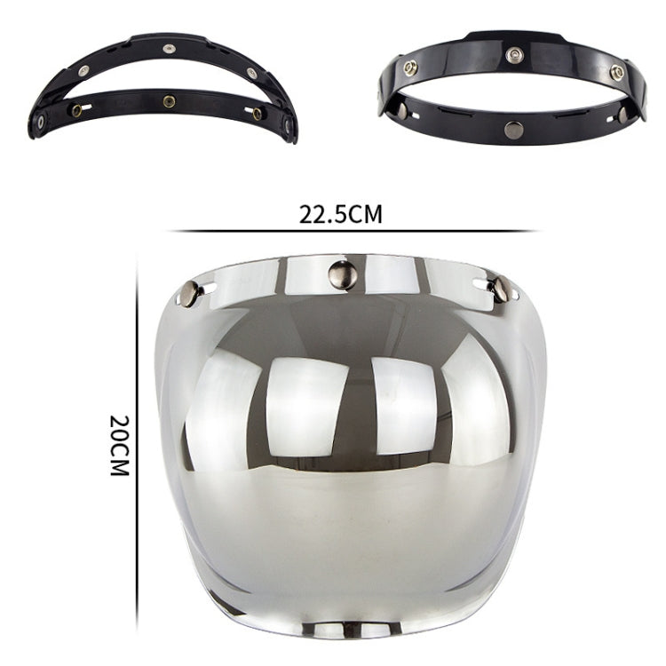 Motorcycle helmet windproof lens with bracket, clear silver reflective visor close-up