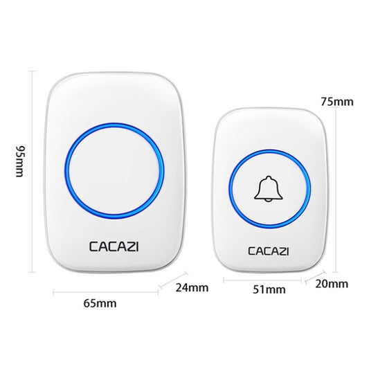 White wireless doorbell receiver and transmitter with blue LED ring and bell icon
