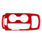 Red carbon-fiber gear panel sticker with cutouts for shifter and cup holders