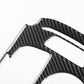 Black carbon-fiber gear panel sticker with glossy weave texture and shifter cutout