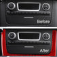 Red carbon-fiber CD panel cover installed on Smart Fortwo radio console