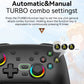Black game controller close-up with analog sticks and colored ABXY face buttons