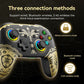 Black and gold patterned wireless gamepad controller with colorful face buttons