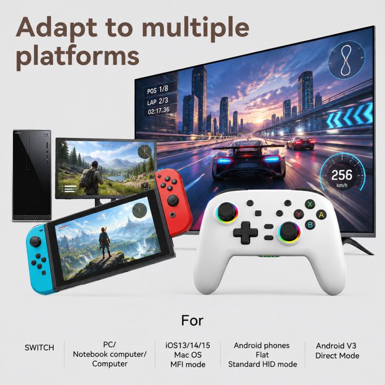 White wireless gamepad controller with plus and shoulder buttons