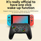 Black game controller with two thumbsticks and glowing X, Y, A, B buttons