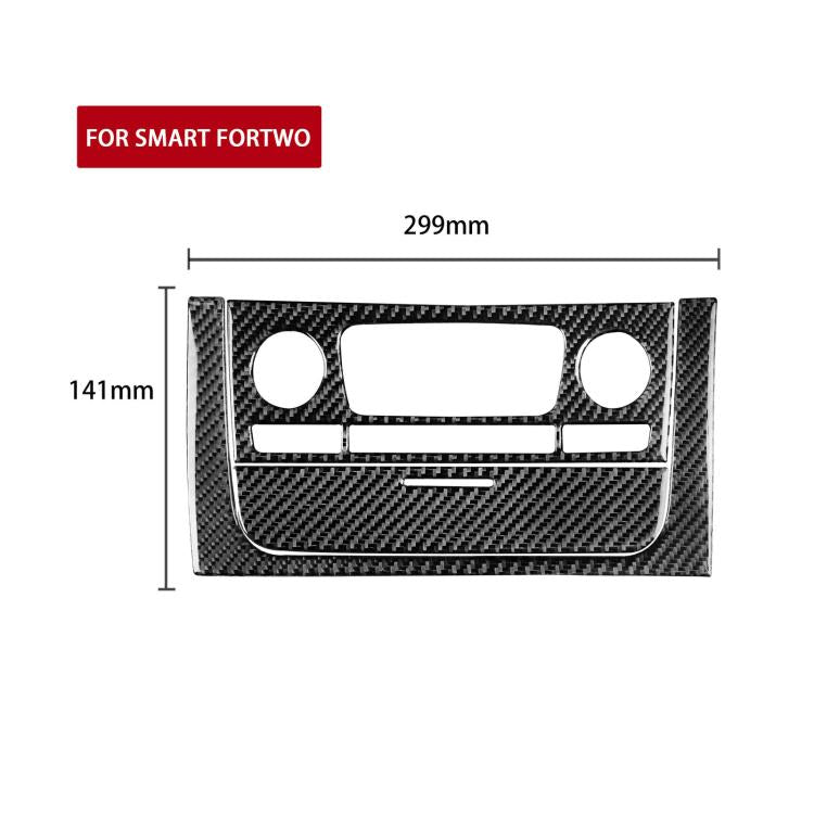 Black carbon-fiber dashboard trim insert with two round cutouts and center screen opening